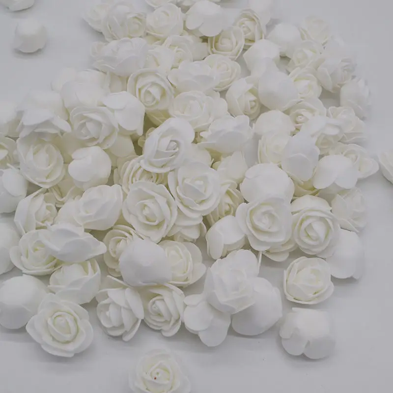 white 3 см ПЭ пена искусственный цветок 100 шт. плюшевый мишка поддельная Роза голова для дома свадебное украшение цветок Скрапбукинг венок цветок - Цвет: white