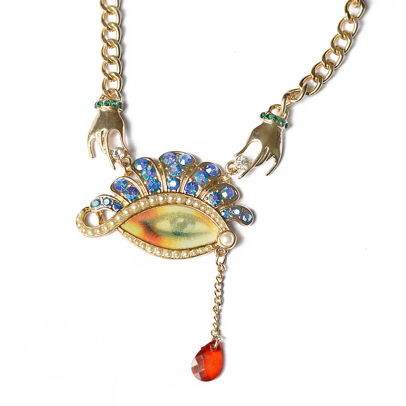Женское Ожерелье с разноцветным горным хрусталем слеза капля из бисера кровь