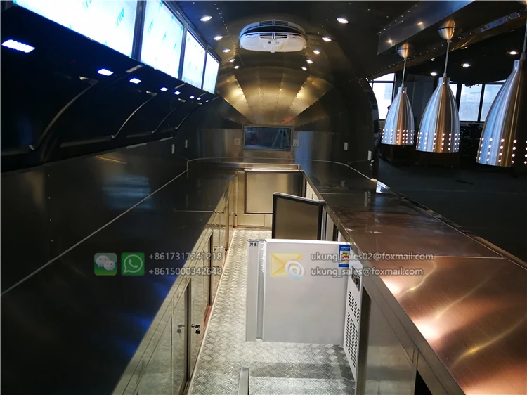 UKUNG 1-го поколения airstream трейлер Питание Грузовик Мобильный хот-дог тележка быстрого питания караван передвижная Кофейня магазин