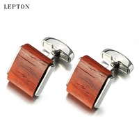 low key luxury wood cufflinks for mens high quality lepton brand jewelry square rosewood cuff links men shirt cuff cuff links