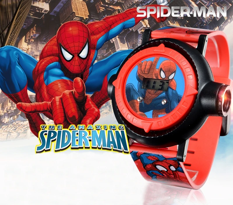 Подлинная MARVEL Человек-паук проекционный светодиодный цифровые часы Детские крутые часы с героями мультфильмов подарок на день рождения Дисней мальчик девочка игрушечные часы