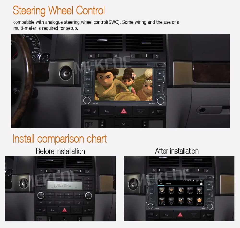 Navifly Android9.1 RDS 32G rom 2G ram Автомобильный мультимедийный плеер для Volkswagen VW Touareg T5(2002-2010) с 4G wifi радио DVR BT