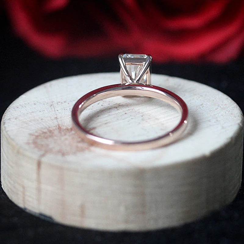 1.2ct карат 5x7 мм Огранка «Радиант» Муассанит Обручение кольцо одноцветное Белое золото 14 карат муассанит обручальное кольцо