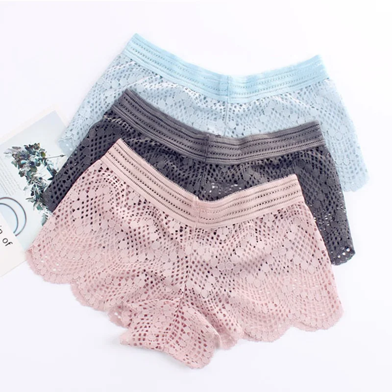 Горячие сексуальное кружево трусики для женщин дышащая Mid Rise боксер Femme здоровый