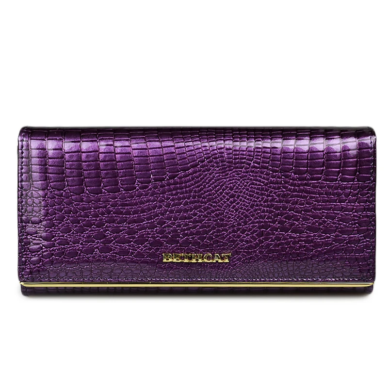Purple Beth Cat для женщин кошелек и кошельки пояса из натуральной кожи женский монет держатель для карт дамы Деньги сумки аллигатора корова - Цвет: Purple