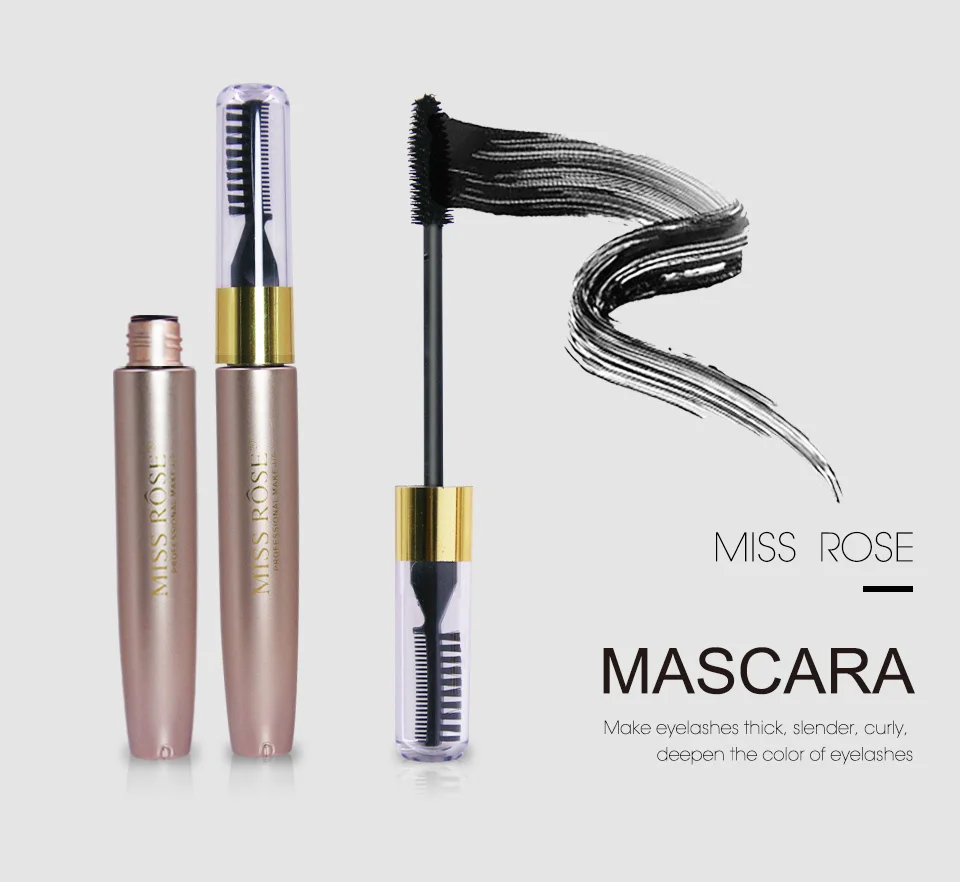 MISS ROSE Черная тушь с двойной головкой 3d имеет щетку и тушь для ресниц делает закрученные накладные ресницы натуральная тушь для ресниц водонепроницаемый макияж для глаз бренд