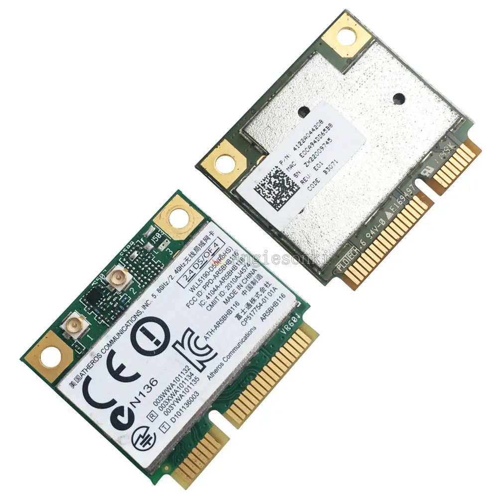 Двухдиапазонная беспроводная карта ATHEROS AR5BHB116 AR9382 300 Мбит/с 802.11n Generic WiFi Mini PCI-E для