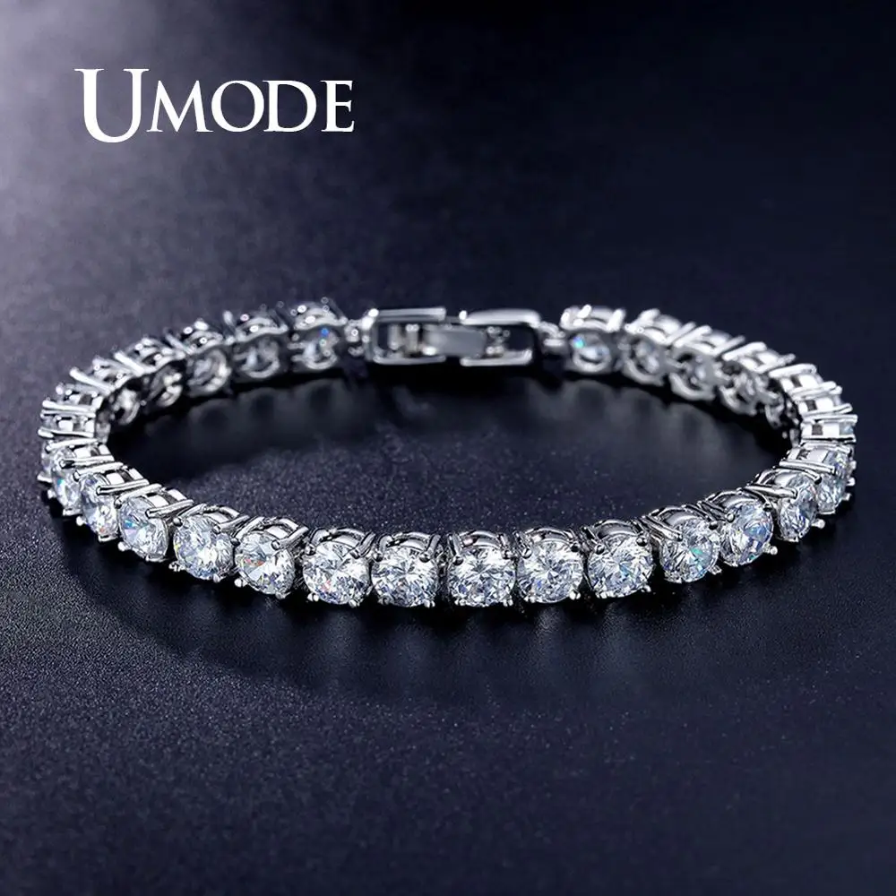 UMODE 0 5ct круглые теннисные браслеты с прозрачным кубическим цирконием для женщин и
