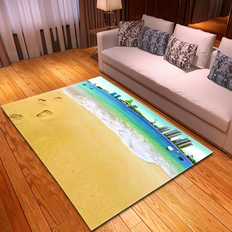 Напольные коврики с 3D принтом пляжных следов домашний декор для детской комнаты