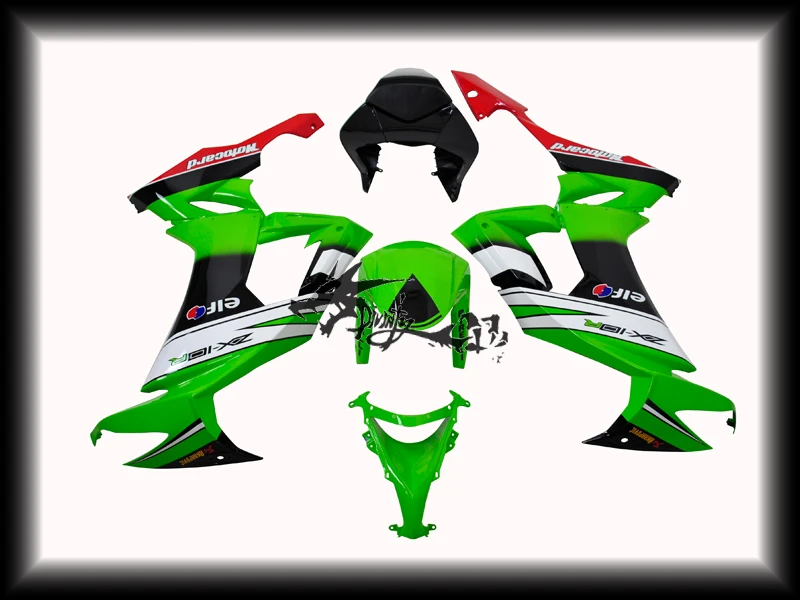 Для 2008-2010 ZX10R ZX-10R Зеленый Белый Черный Красный ABS Литья Под Давлением Полный
