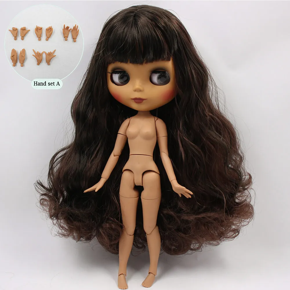 A doll with hand A ICY Nude Blyth Custom Doll No. BL950/0222 коричневый микс черные волосы 1/6 bjd, pullip, licca, jerryberry - Цвет: A doll with hand A