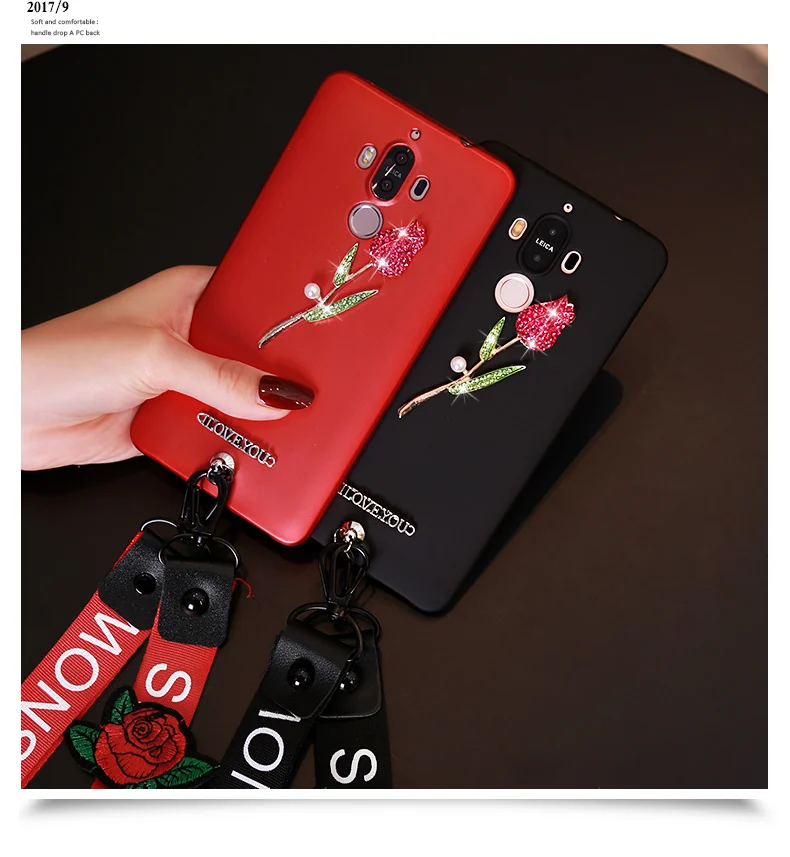 Straps Cord rose bumper For Huawei mate 20 10 lite honor 9 7A 6C pro 7C 8C 8X P20 Nova 3 phone Case Cover | Мобильные телефоны и