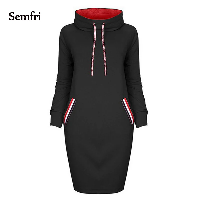 Semfri, женские толстовки, свитер, платье, модное, sudadera mujer, весна-осень, на завязках, спортивный костюм, платье с капюшоном, Vestidos