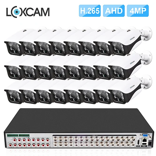 24 Cameras LOXCAM h.265 32CH 4MP DVR комплект CCTV камера безопасности системы 4MP наружная Водонепроницаемая Ночная система видеонаблюдения - Цвет: 24 Cameras