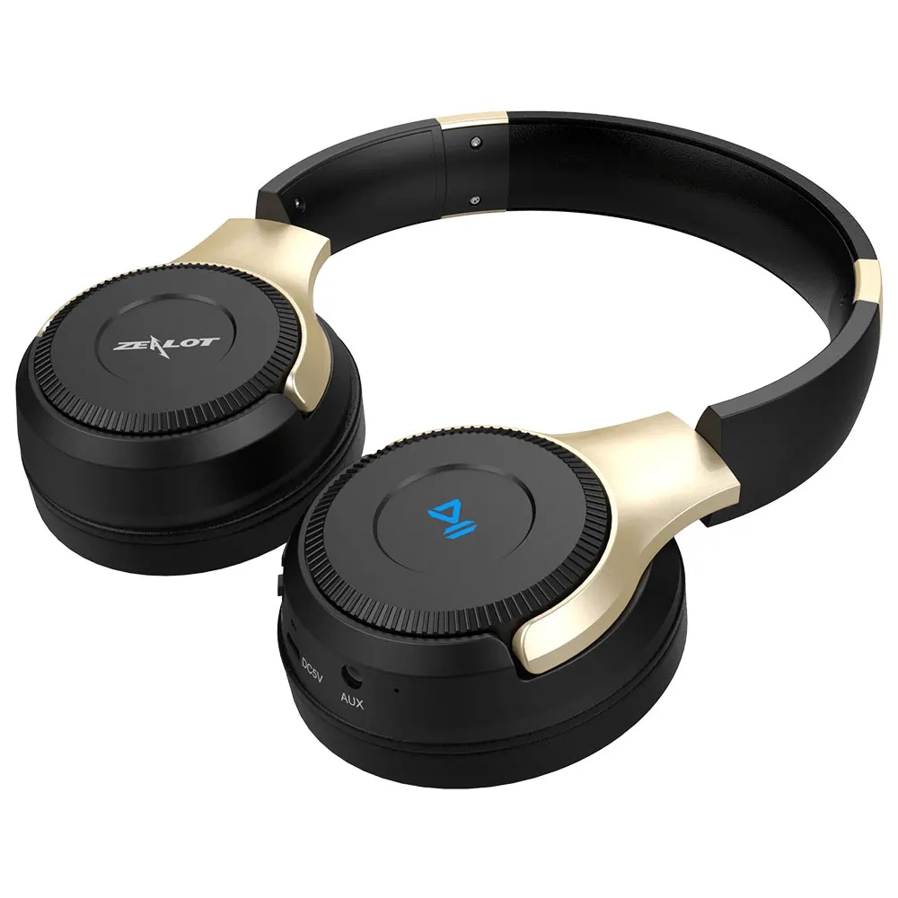 Gold Black ZEALOT B26T V4.2 Bluetooth наушники стерео беспроводные складные наушники за ухо Встроенный микрофон гарнитура для компьютера, телефона - Цвет: Gold Black