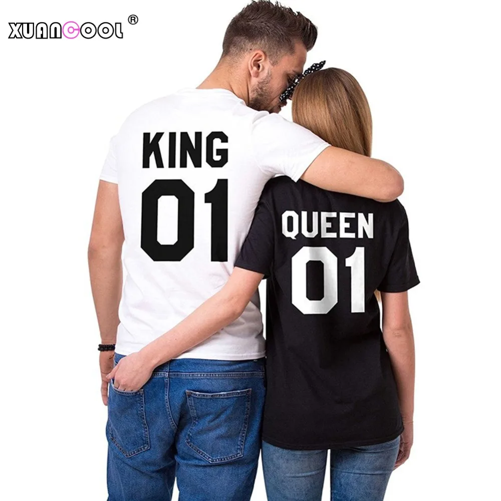 Xuancool Летний Стиль Новая мода Для мужчин Для женщин футболка King 01 Queen 01 одинаковые футболки унисекс наряд Camisetas Mujer