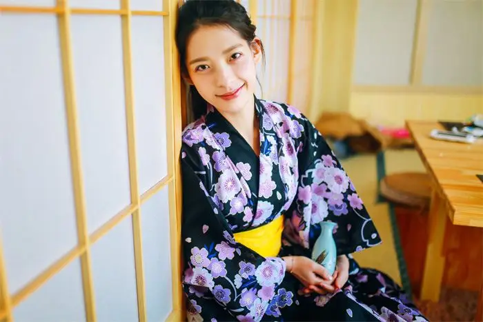 Женское кимоно с цветочным принтом Yukata традиционное японское для косплея 80301|yukata
