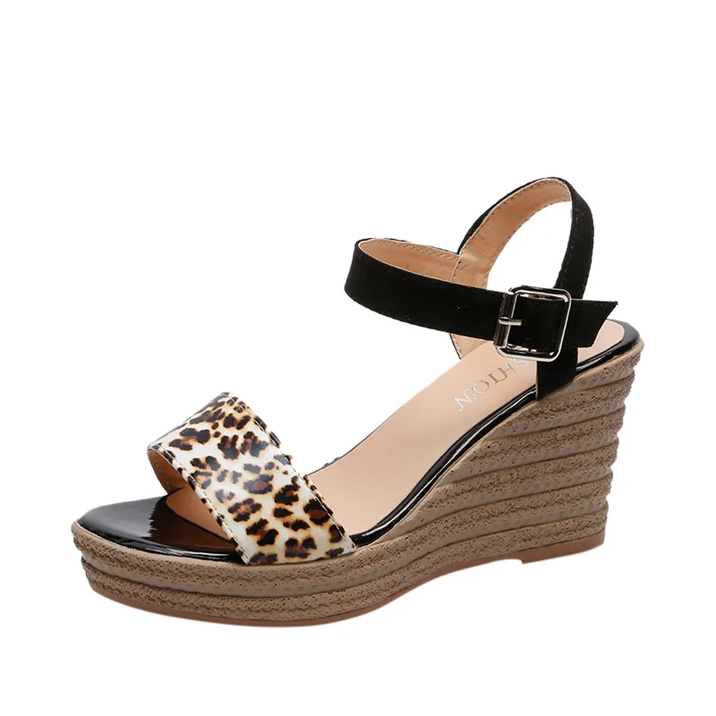 Женские леопардовые босоножки SAGACE модные повседневные Босоножки на платформе с