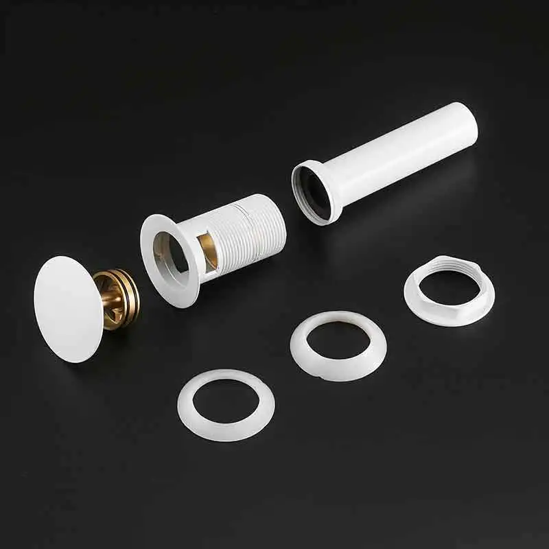 Слив для раковины в ванную комнату выдвижной из латуни с переливом белый