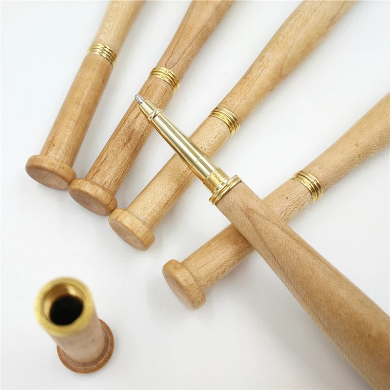 

1 Piece nature wood Log color Creative Maple Baseball Shape Ballpoint pen ball pen school office stationary 13.5cm x1.3cm