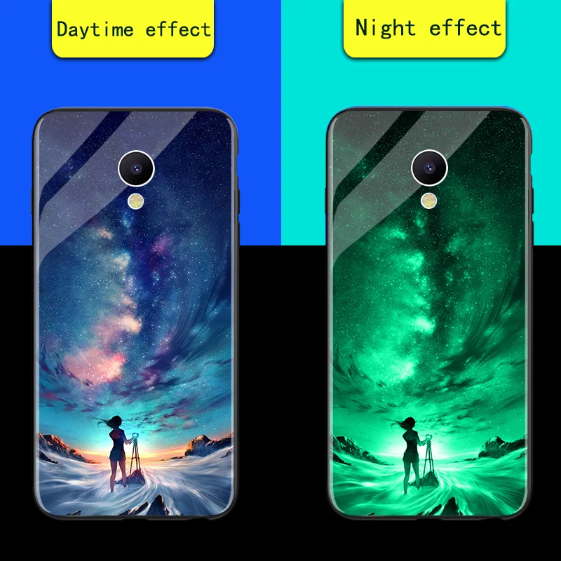 Роскошный чехол в виде светящегося стекла для Meizu V8 15/16/16th плюс Coque Рождественский чехол для Meizu M6s mblu S6 - Цвет: Harajuku Star River
