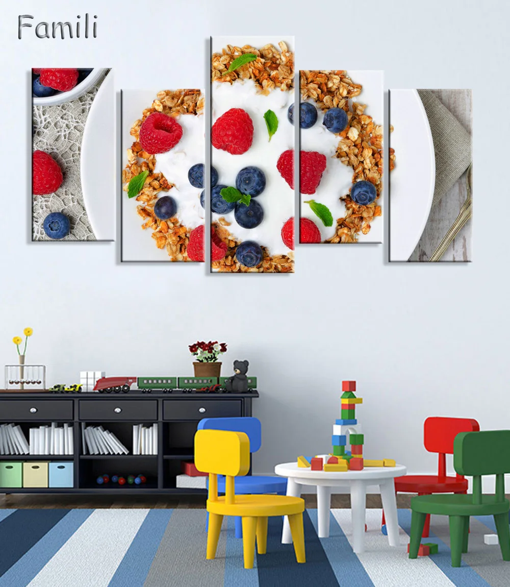 Картина на холсте зеленое яблоко 5 предметов искусство картины с фруктами HD для