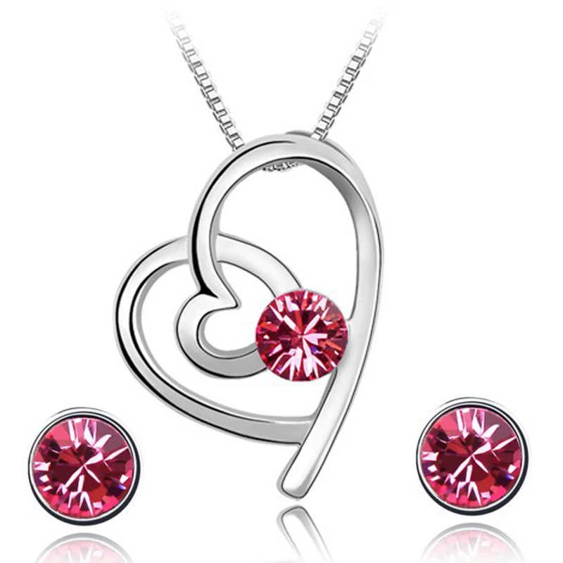 Классические серьги гвоздики в форме сердца набор ювелирных изделий кулон и с