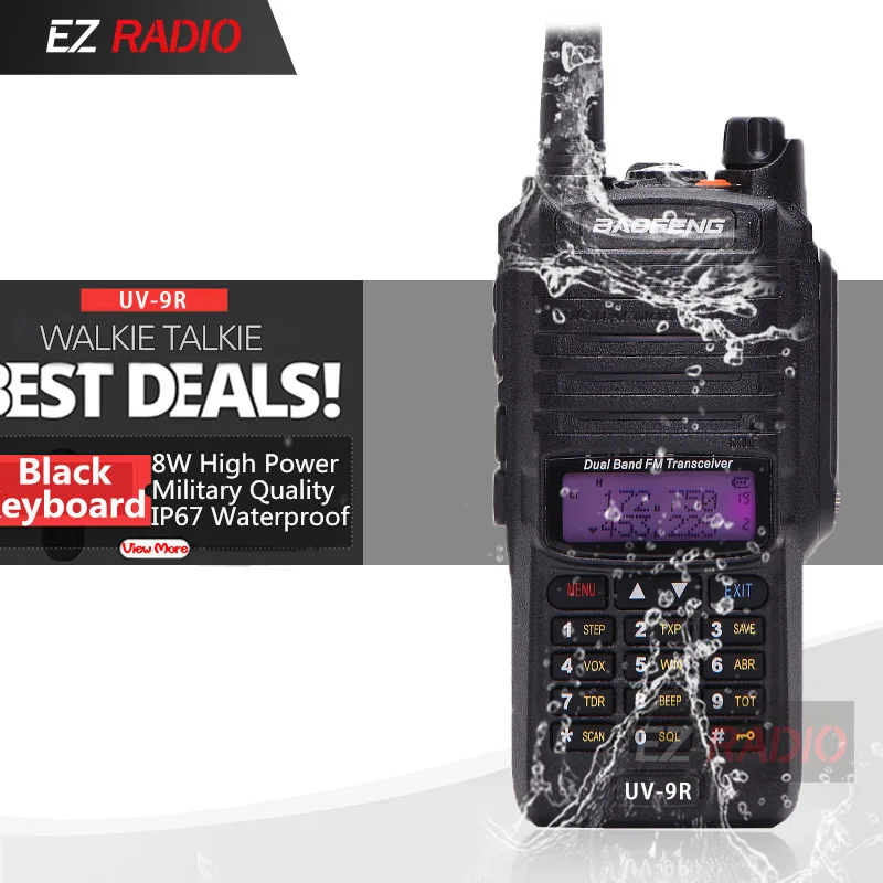 Radio only Baofeng 8 W радио UV-9R Водонепроницаемый IP67 Walkie Talkie 10 км Baofeng UV-XR GT-3WP UV-5S UV-5R WP Long Range радио для охоты - Цвет: Radio only