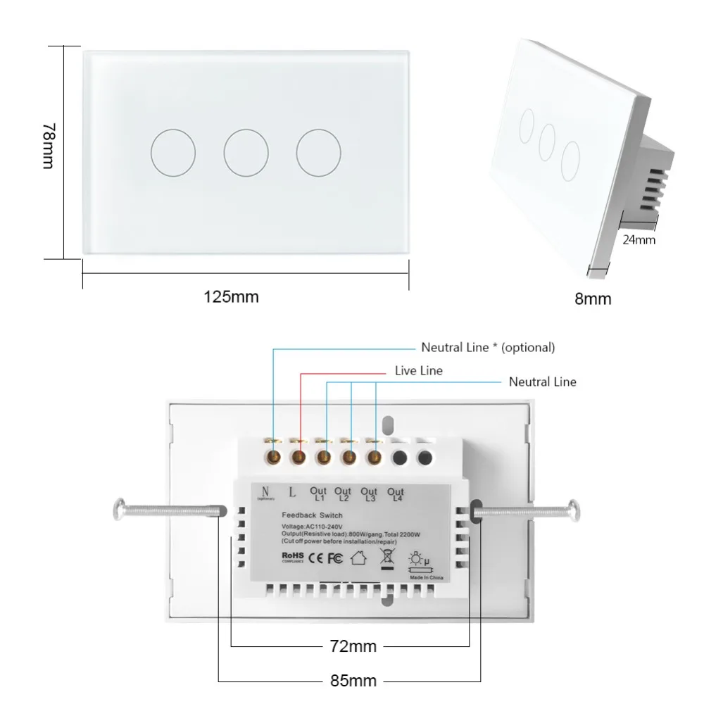 Geeklink Smart Home WiFi Switch для Alexa Google Home Voice Управление освещением Настенный светильник Прерыватель 1 2 3 Gang Smart Remote Control