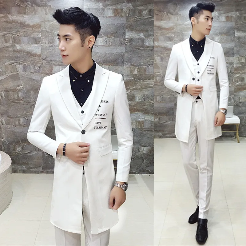 Мужской Блейзер Тренч длинный мужской свадебный костюм для шафера мужские