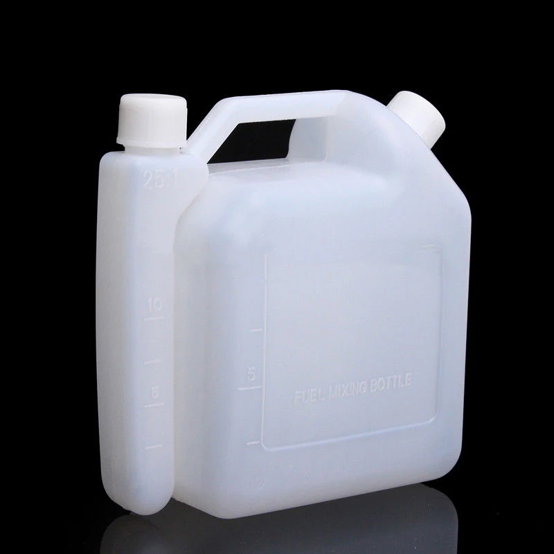 1.5L белый 2-х тактный двигатель масляный очиститель бензин инжектор топлива бутылка для смешивания Танк для триммера бензопилы 1:25