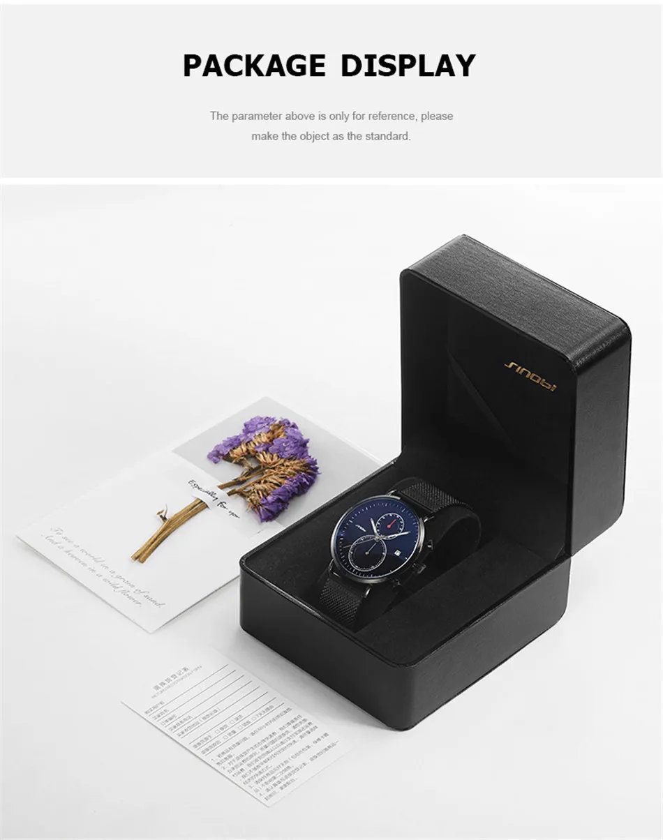 SINOBI Chronograph Quartz Men Watch Luxury Brand Stainless Steel Business Wrist Watches Men Clock Hour Time Relogio Masculino