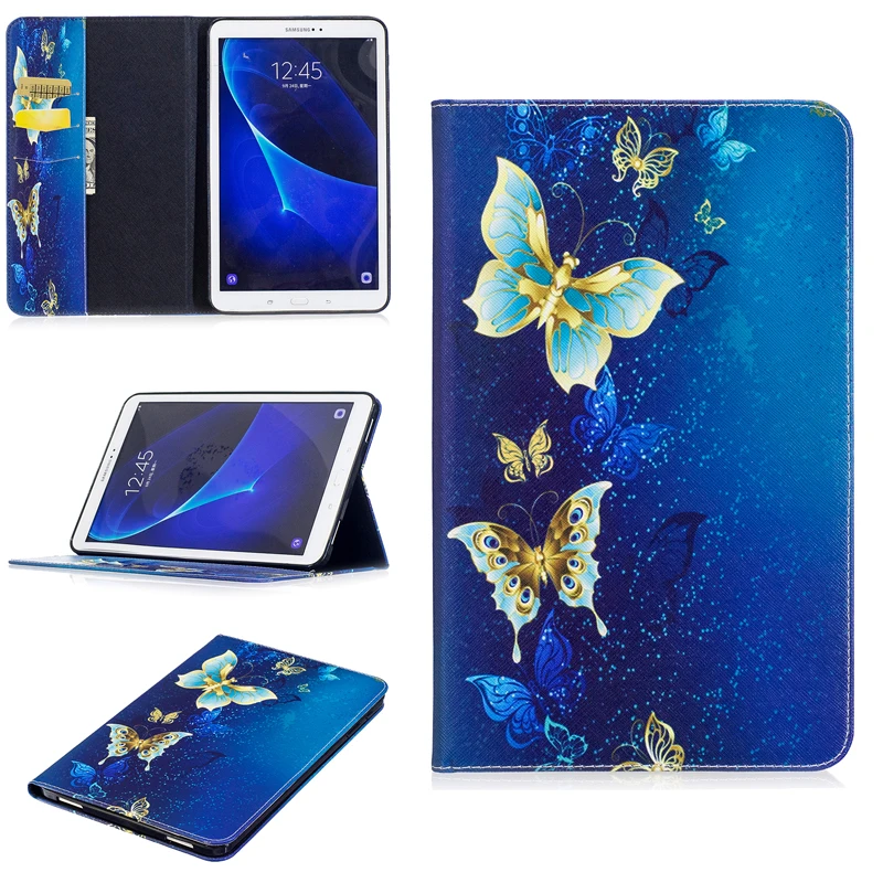 

Цветные Чехлы для планшета из искусственной кожи с подставкой для Samsung Galaxy Tab A 10,1 T580/T585C, чехол для планшета с держателями для карт
