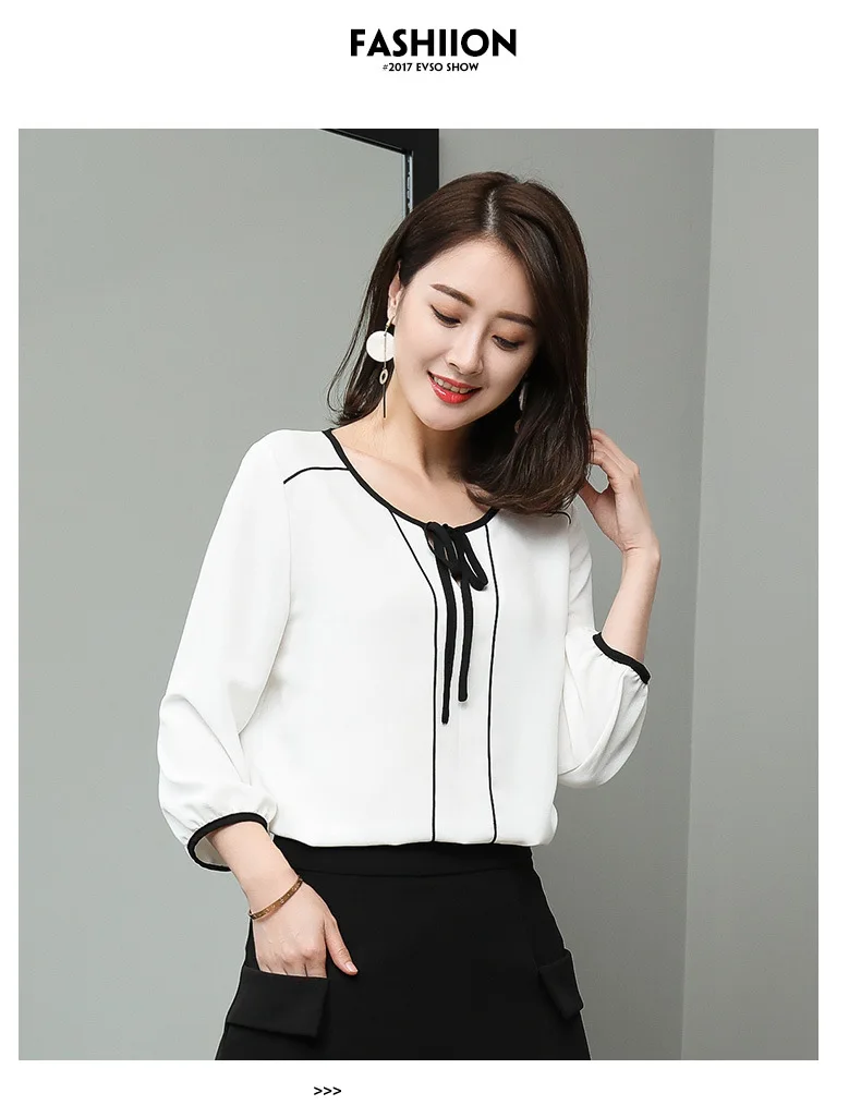 Женская шифоновая блузка с круглым вырезом и рукавом 3/4|chiffon shirt|blouse fashionblouses plus |