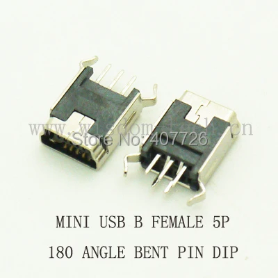 10 шт. мини-USB 2 0 Cnnector Тип B 5-контактный DIP 180 изогнутые ножки USB разъем микро |