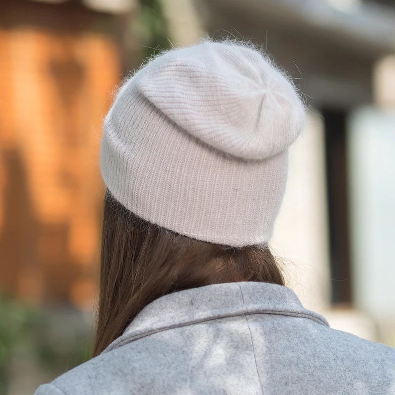 Женские осень зима шапка из кроличьего меха головные уборы для дамы skullies шапки