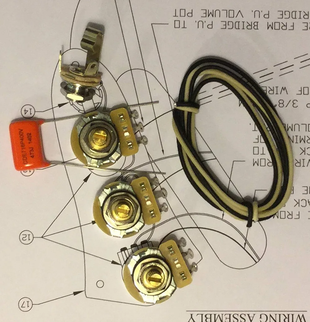 Deluxe CTS 450G накатанные горшки Жгут проводов комплект для J Bass .047 мкФ 400V оранжевая