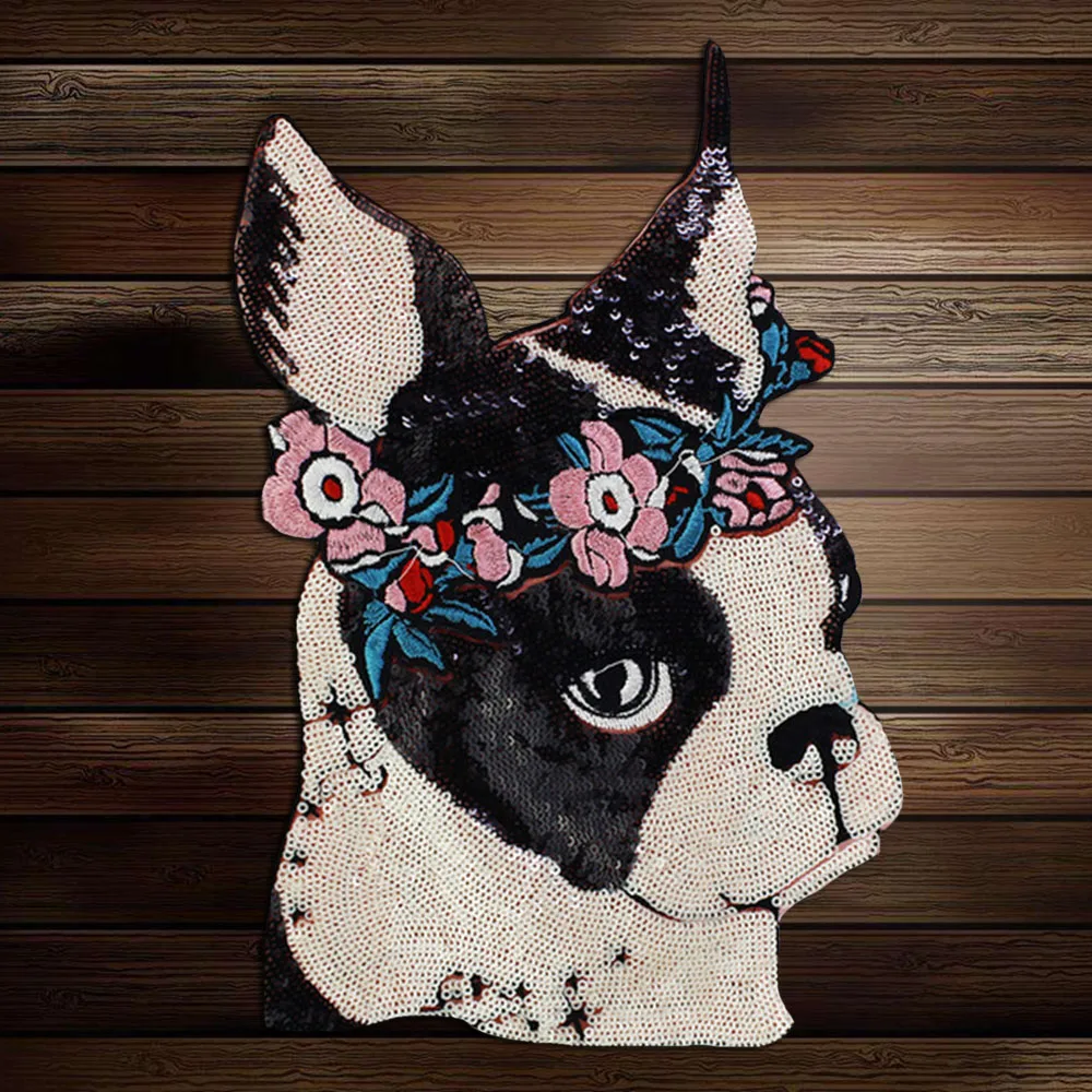 Вышивка Пайетки Заплатки Цветок Щенок Патч DIY Свитер Значок Пришивной Скрапбукинг Ремесло Шитьевые принадлежности A79.