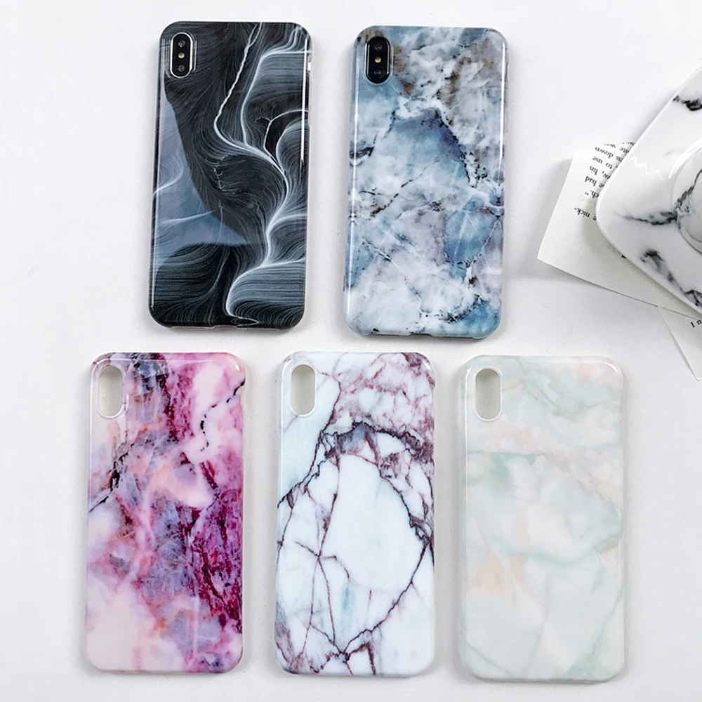 For iPhone 8 Case Luxury Marble Patterned Slim Fit TPU Cover for 7 Plus X Xr Anti-Scratch Anti-Finger Mobile Phone Shell |
