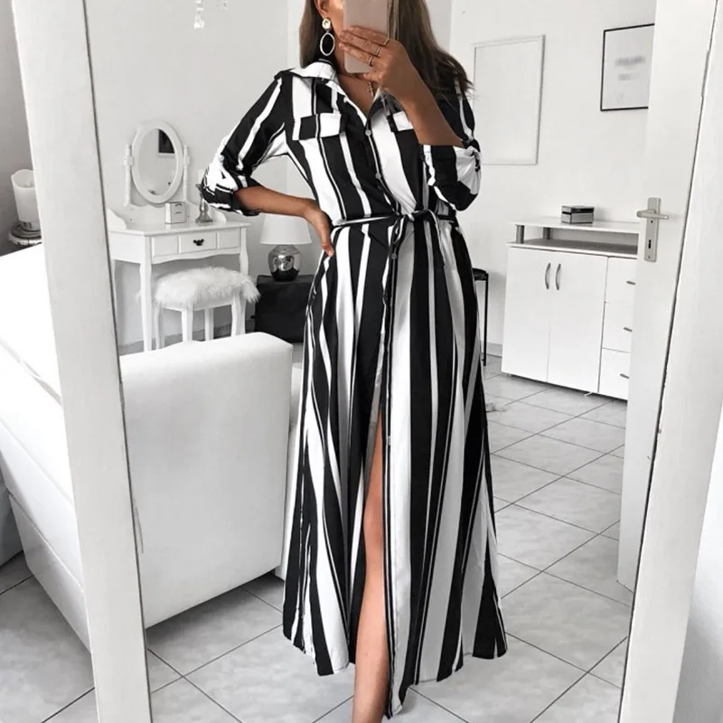 Женское длинное платье с отложным воротником на пуговицах шнуровке лето весна