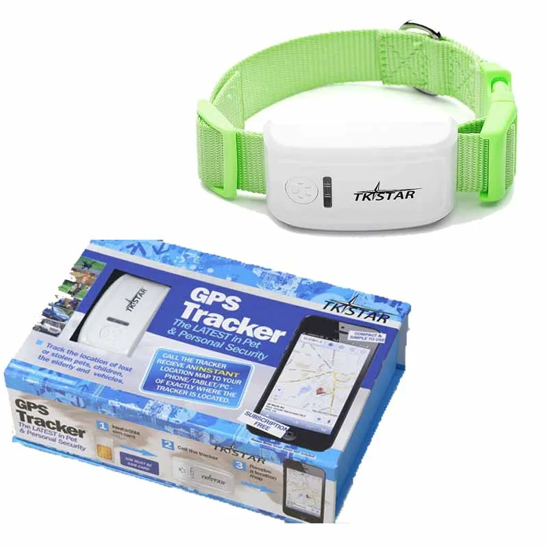 Green with box Новинка TKSTAR мини gps трекер ожерелье GSM GPRS TK909 отслеживание в реальном времени долгое время для собак кошек домашних животных без коробок - Цвет: Green with box