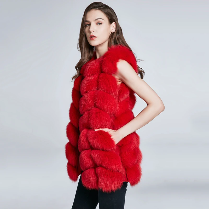2019 Autumn And Winter New Whole Leather Fox Fur Grass Vest Vest In The Long Paragraph Slim Women'S Jacket New Square  Vest