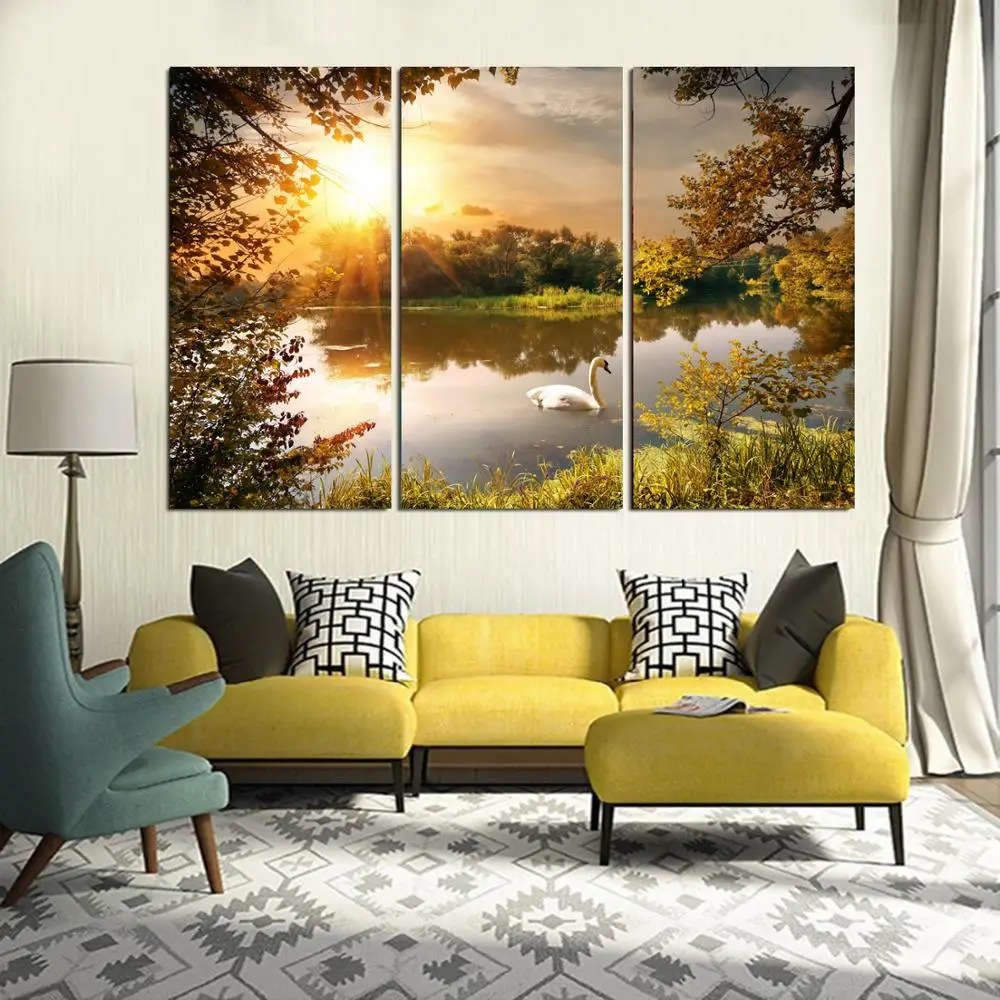 

Drop shipping 3 Panel printed painting Landscape painting Wall Art Picture Home Decoration Living Room Modern painting LS516