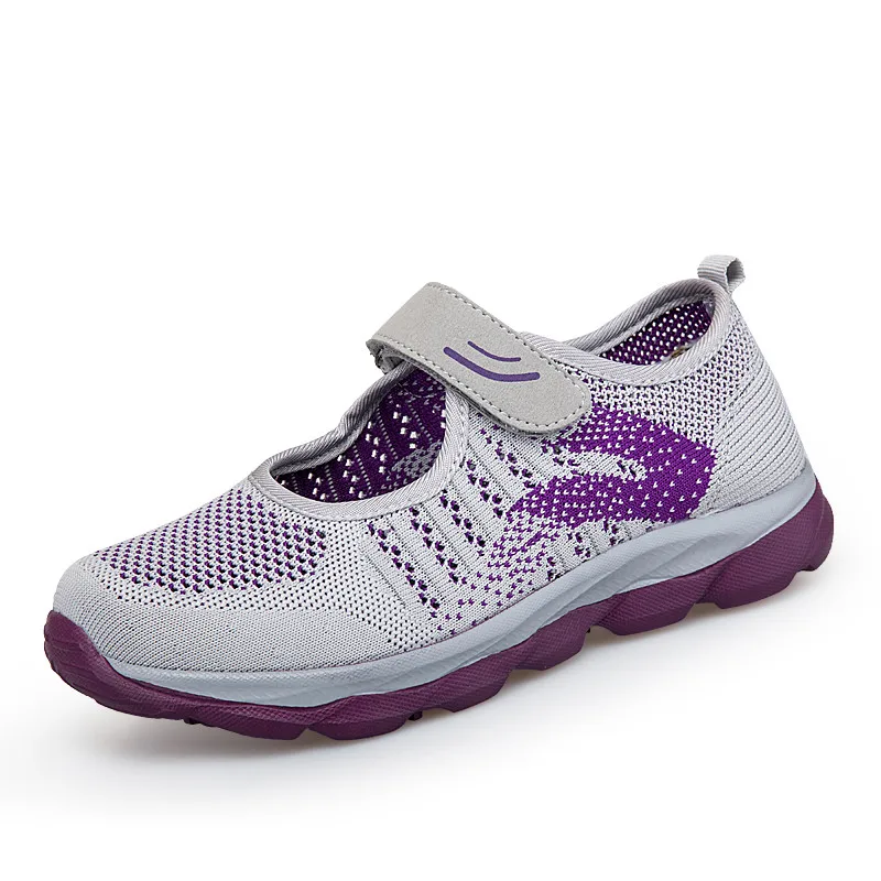 6811 Grey Purple PINSEN/ г.; Летняя женская обувь на плоской подошве; Высококачественная дышащая повседневная обувь; женские балетки на плоской подошве; Chaussure Femme; большой размер 41 - Цвет: 6811 Grey Purple