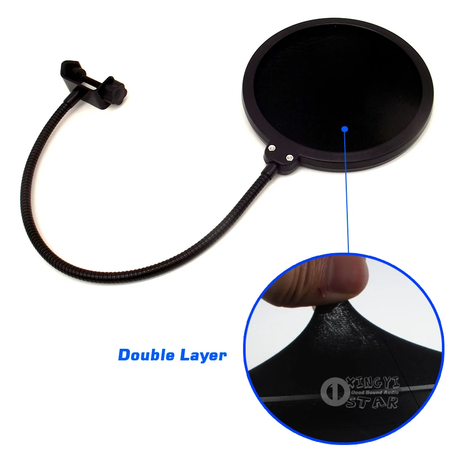 Двухслойный конденсаторный микрофон Pop Filter Mask Shied Gooseneck Windscreen для Boom Mic Stand