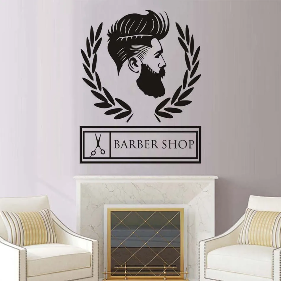 Логотип Barbershop настенная наклейка украшение для студии волос Парикмахерская