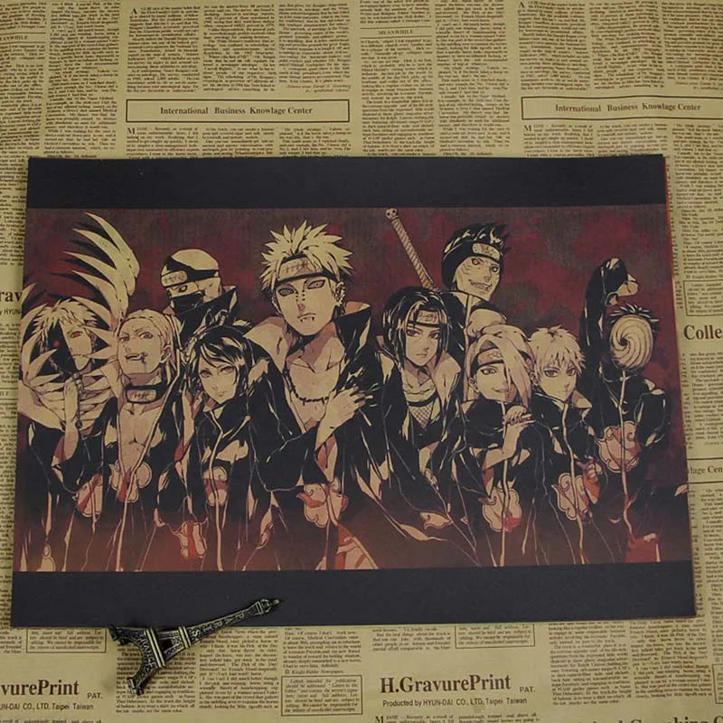 Уютный момент аниме Uzumaki Naruto постер Naruto Uzumaki Naruto/Итачи Учиха/Akatsuki Винтаж плакат из крафт-бумаги, ручной стержень, для кафе, для домашнего декора QT442 - Цвет: Коричневый
