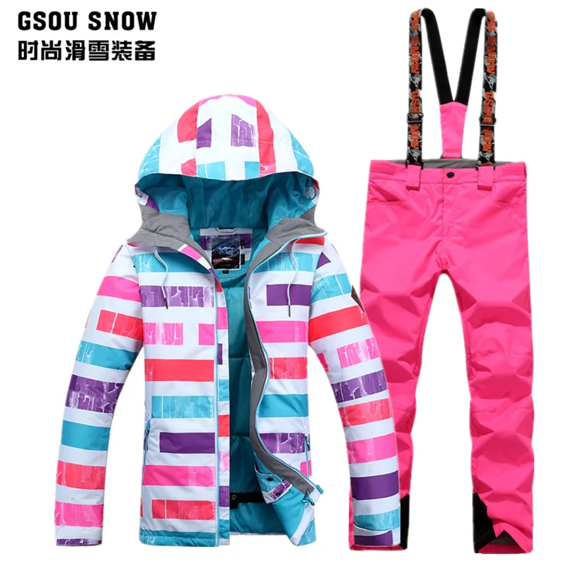 Женский лыжный костюм женский для скейтбординга зимняя Лыжная одежда розовая