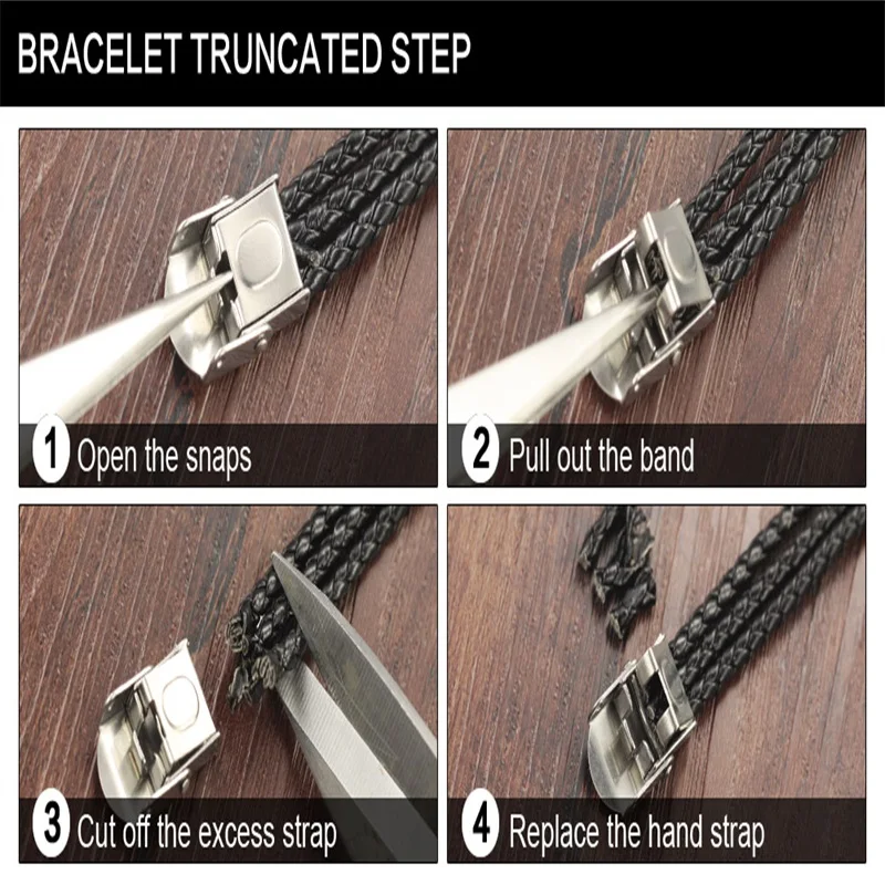 V.YA New Style Guitar Black Bracelet For Male Stainless Steel Braided Multilayers PU Leather Adjustable Bangle Men | Украшения и