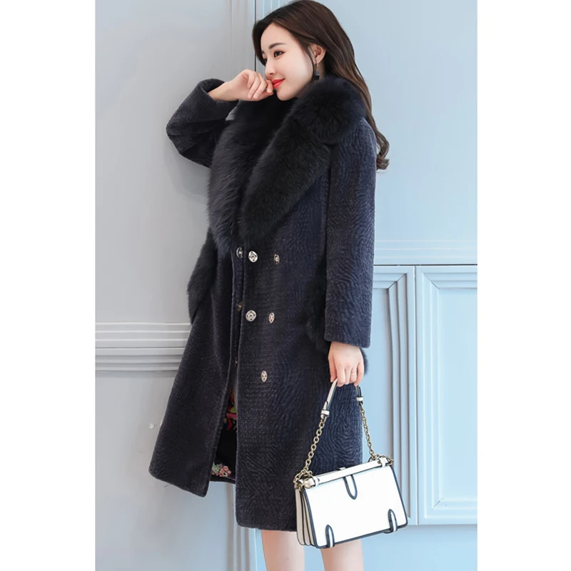 Женское кашемировое пальто однотонное теплое на пуговицах с v образным вырезом и